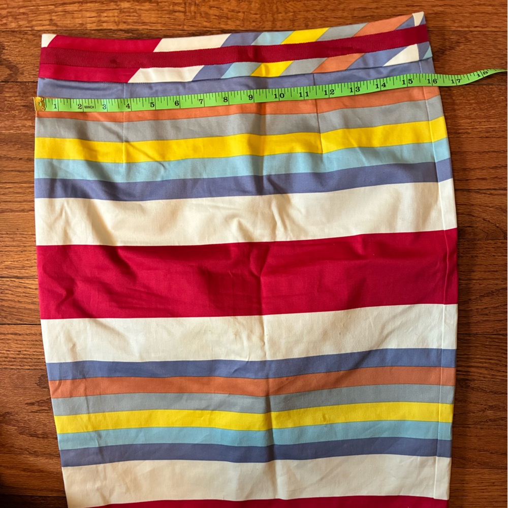 Boden Red Stripe Pencil Skirt Lined Stretch Back Zip Cotton Stretch Sz 10 - Picture 10 of 11
